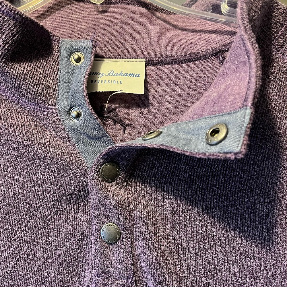 TOMMY BAHAMA ' FLIP TIDE' REVERSIBLE 1/4 BUTTON FLEECE / SWEATER MEN'S XL NWT